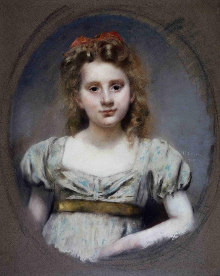 Portrait de Mlle Suzanne Malvesin à 12 ans,シュザンヌ・マルヴェサン女史12歳の肖像,Henri Gervex,アンリ・ジェルヴェ,油絵,油絵, 1女の子, ソロ, 茶髪