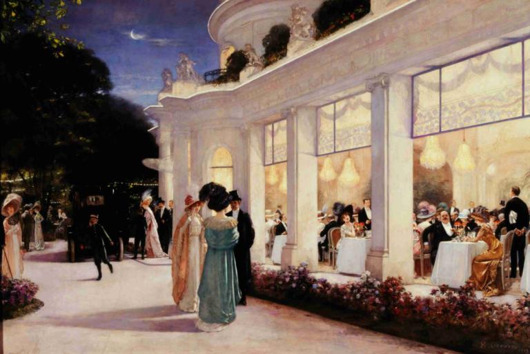 Une soirée au Pré-Catelan,Μια βραδιά στο Pré-Catelan,Henri Gervex,Ελαιογραφία,Ελαιογραφία, πολλά κορίτσια