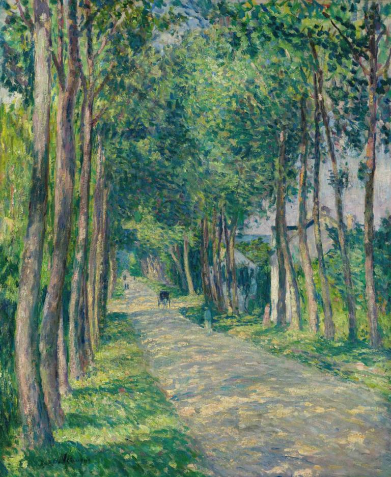 Attelage Sur Une Route Ensoleillée,Henri Lebasque,Oil Painting,Oil Painting, outdoors, tree, scenery, nature