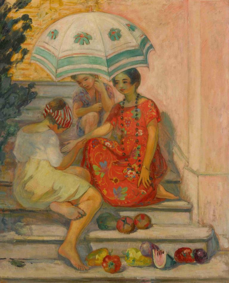 La diseuse de bonne aventure, sainte-maxime,Vedeževalka, sainte-maxime,Henri Lebasque,Oljna slika,Oljna slika