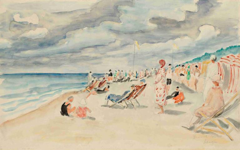 La plage de Deauville,Deauville strand,Henri Lebasque,Oljemålning,Oljemålning, målning (medium), strand