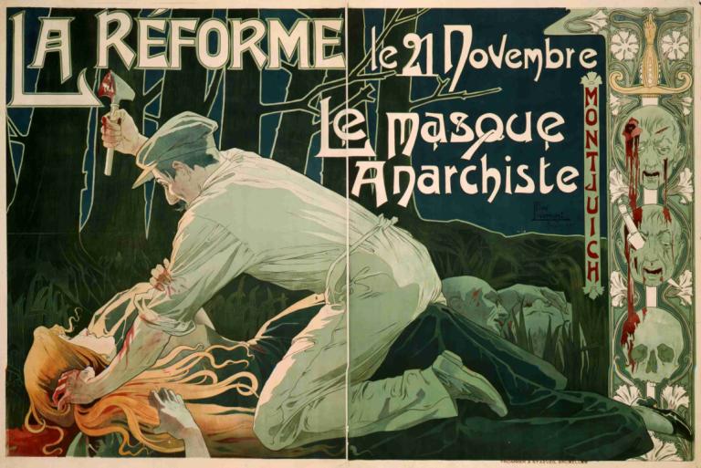 La Réforme, le 21 Novembre, le masque anarchiste,Henri Privat-Livemont,Illustration,Illustration, 1fille