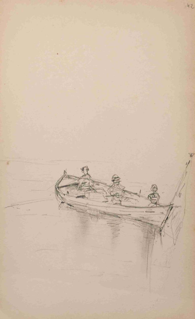 Études de barques,Tekne çalışmaları,Henri de Toulouse-Lautrec,Taslak,Taslak, deniz taşıtları, bot, şapka