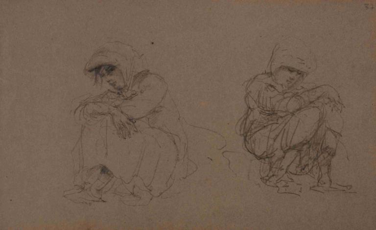 Études de femmes assises,Studier av sittande kvinnor,Henri de Toulouse-Lautrec,Skiss,Skiss, manligt fokus