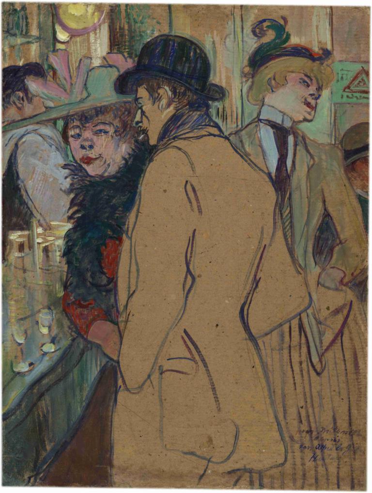 Alfred la Guigne,Henri de Toulouse-Lautrec,Oljemålning,Oljemålning, hatt, flera pojkar, blont hår, slips