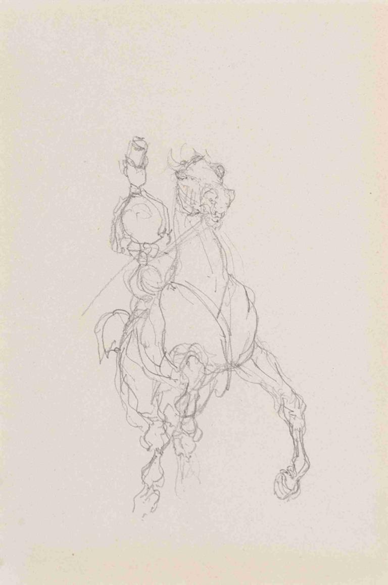 Amazone,Henri de Toulouse-Lautrec,Sketch,Sketch, monochrome, sketch, horse, no humans, traditional media