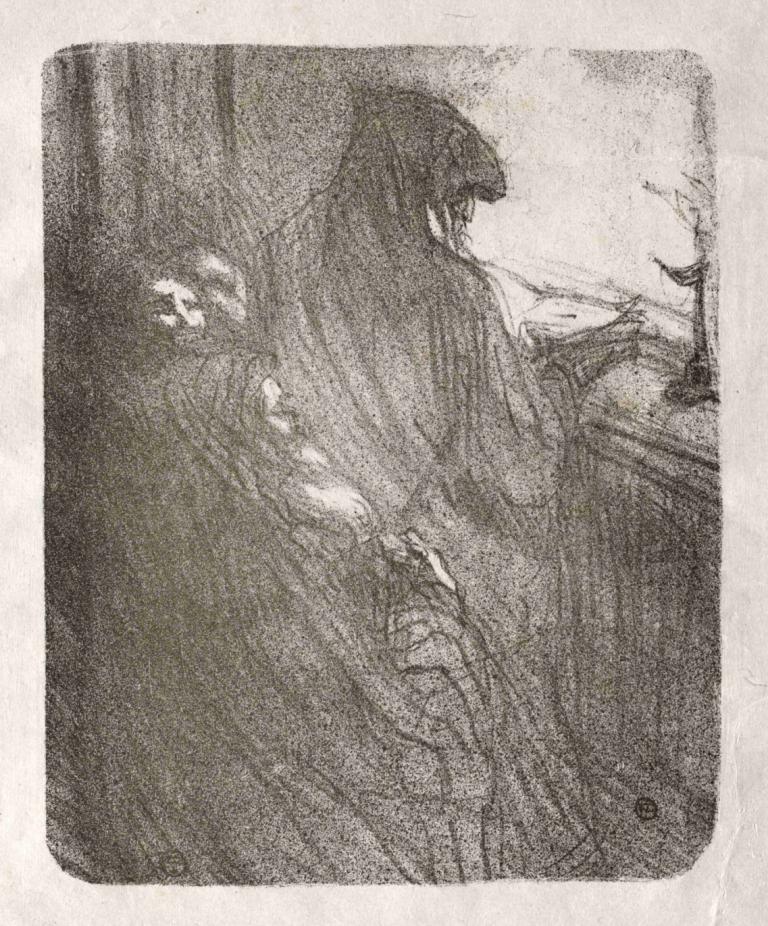 Au pied du Sinaï  La Prière des Juifs Polonais,Henri de Toulouse-Lautrec,Copperplate Etching