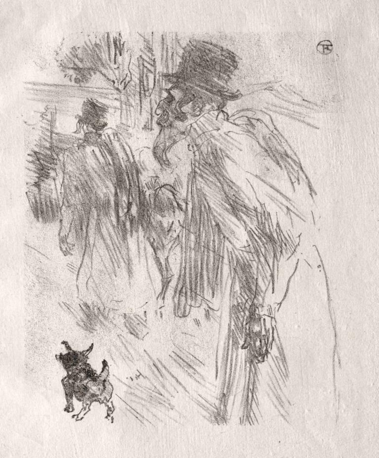 Au pied du Sinaï  Les Juifs Polonais, Carlsbad,Henri de Toulouse-Lautrec,Sketch,Sketch, monochrome, hat