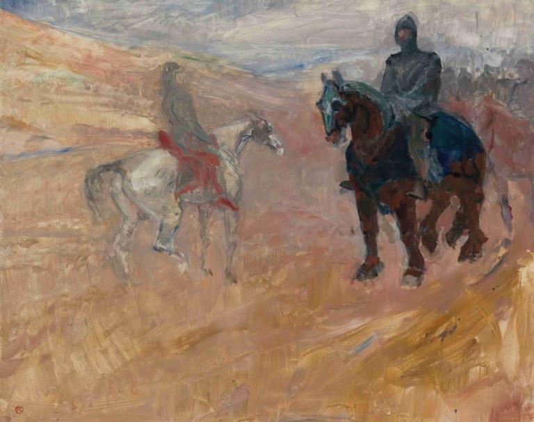 Deux Chevaliers En Armure,Doi cavaleri în armură,Henri de Toulouse-Lautrec,Pictura in ulei,Pictura in ulei