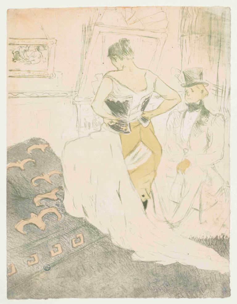 Elles, Woman In A Corset,Elles, kvinna i korsett,Henri de Toulouse-Lautrec,Illustration,Illustration, hatt