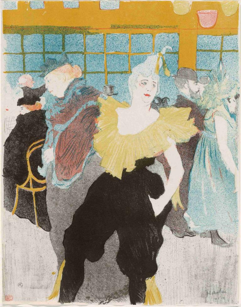 Elles; The Clownesse,エレス；道化師,Henri de Toulouse-Lautrec,アンリ・ド・トゥールーズ＝ロートレック,油絵,油絵, 複数の女の子, ドレス, プロフィール, 白髪