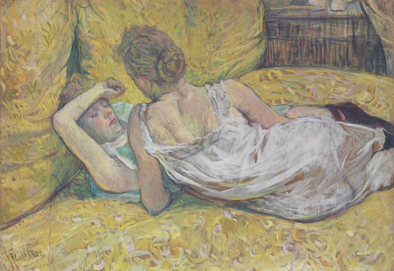 L'abandon (Les deux amies),Övergivenhet (Les deux amies),Henri de Toulouse-Lautrec,Oljemålning,Oljemålning