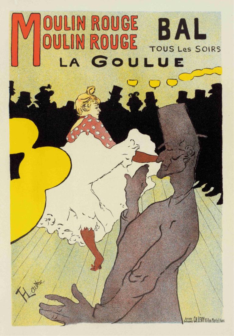 La Goulue,Henri de Toulouse-Lautrec,Illustration,Illustration, klänning, 1 tjej, parodi, engelsk text