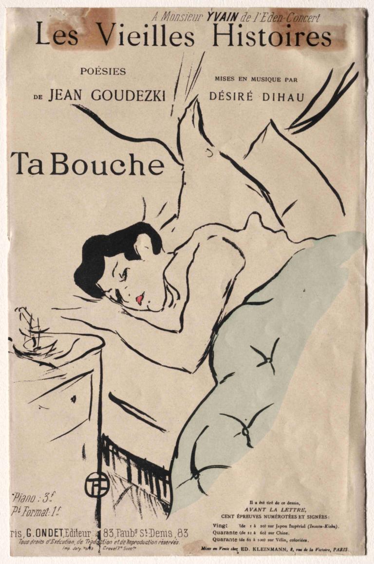 Les Vieilles Histoires, Ta Bouche,오래된 이야기, 당신의 입,Henri de Toulouse-Lautrec,앙리 드 툴루즈 로트렉,일러스트레이션,일러스트레이션