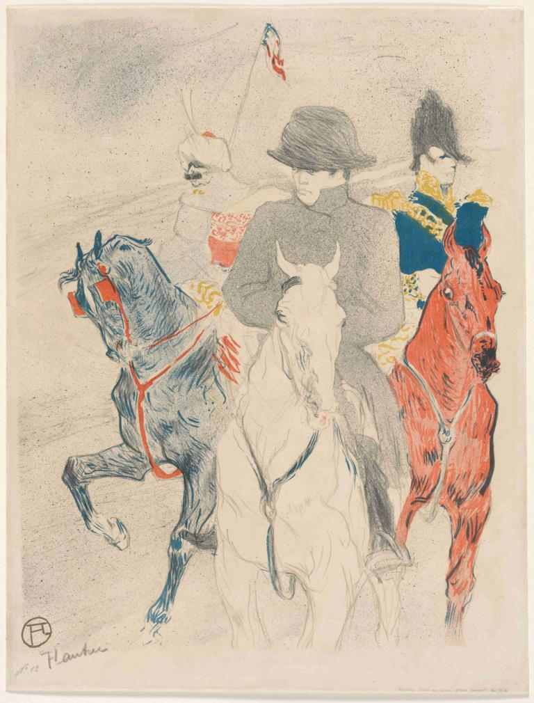 Napoleon,拿破仑,Henri de Toulouse-Lautrec,亨利-德-图卢兹-劳特累克,插画,插画, 马, 帽子, 骑马, 骑术, 传统媒体, 多个男孩, 黑发, 1个女孩