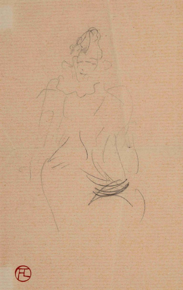 Silhouette de femme,Siluetă de femeie,Henri de Toulouse-Lautrec,Schiță,Schiță, 1 fata, cur, solo, schiță, nud