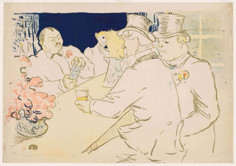 The Irish And American Bar, Rue Royale,Henri de Toulouse-Lautrec,Schiță de culoare,Schiță de culoare