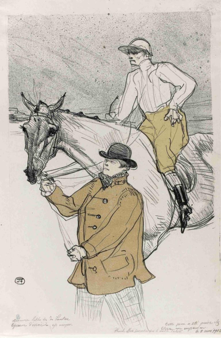 The Jockey Going to the Post,Jocheul care merge la poștă,Henri de Toulouse-Lautrec,Ilustrație,Ilustrație