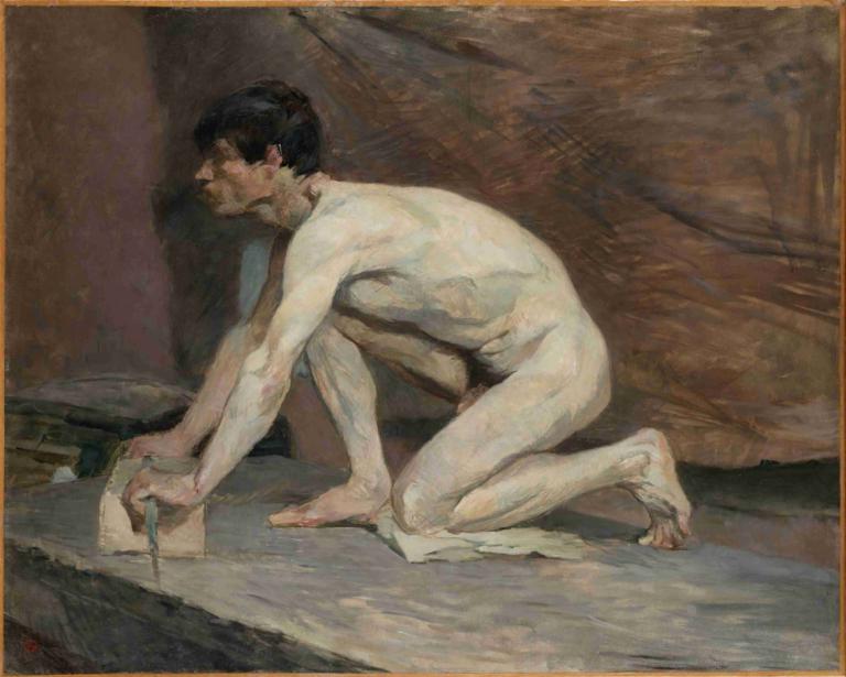 The Marble Polisher,Henri de Toulouse-Lautrec,Pictura in ulei,Pictura in ulei, focalizare masculină, 1 băiat