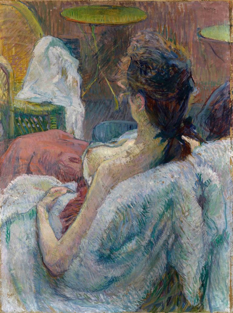 The Model Resting,Modelul de odihnă,Henri de Toulouse-Lautrec,Pictura in ulei,Pictura in ulei, 1 fata, sanii