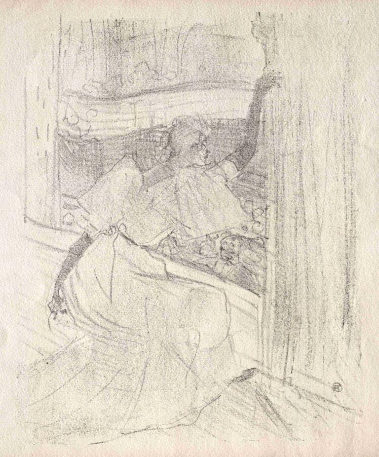 Yvette Guilbert  Saluant le public,Henri de Toulouse-Lautrec,Sketch,Sketch, monochrome, 1girl, solo, sketch