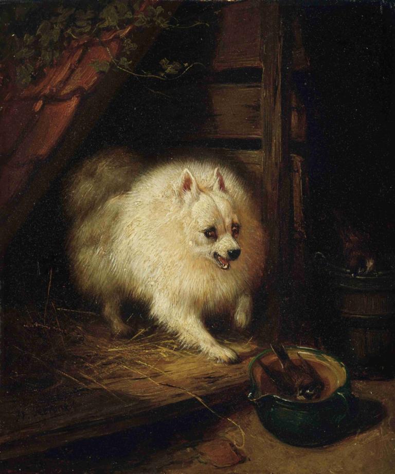 An Unwelcome Intruder,Nieproszony intruz,Henriëtte Ronner-Knip,Henriette Ronner-Knip,Obraz olejny