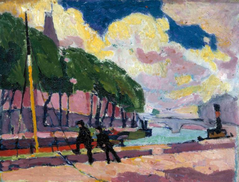 On The Banks Of The Seine,ริมแม่น้ําเซน,Henry Lyman Saÿen,เฮนรี่ เลห์แมน,จิตรกรรมสีน้ำมัน,จิตรกรรมสีน้ำมัน