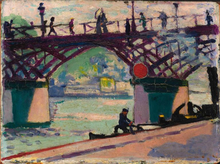 Pont Des Arts,Henry Lyman Saÿen,Peinture à l'huile,Peinture à l'huile, plusieurs garçons, en plein air