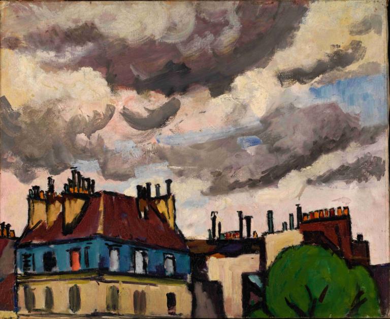 Rooftops and Clouds, Paris,Tak och moln, Paris,Henry Lyman Saÿen,Oljemålning,Oljemålning, moln