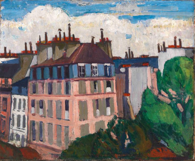 Rooftops, Paris,Taken, Paris,Henry Lyman Saÿen,Oljemålning,Oljemålning, landskap, inga människor, himmel