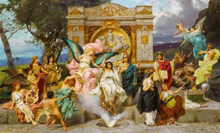 Parnassus,Parnasse,Henryk Siemiradzki,Peinture à l'huile,Peinture à l'huile, parodie des beaux-arts