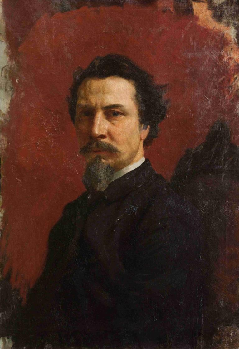 Self-Portrait,Autoportrait,Henryk Siemiradzki,Peinture à l'huile,Peinture à l'huile, 1garçon, foyer masculin