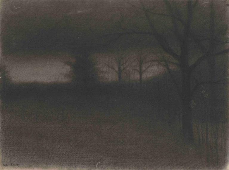 A Dark Landscape,Herbert Crowley,Copperplate Etching,Copperplate Etching, no humans, tree, scenery, outdoors