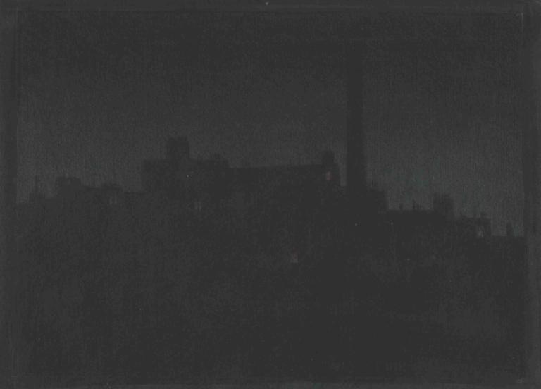 Industrial Buildings At Night,Bangunan Industri di Malam Hari,Herbert Crowley,Pengetsaan Pelat Tembaga