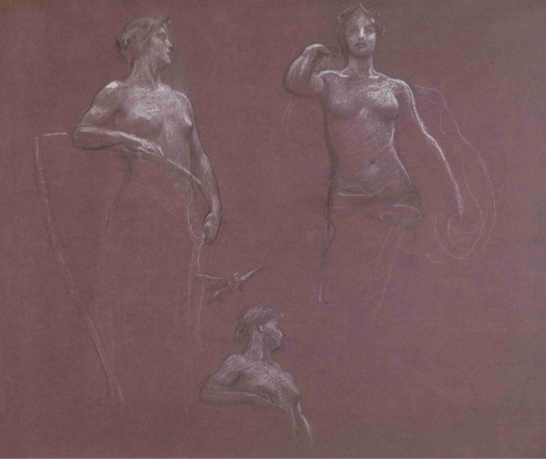 Studies for Ceres and Juno in ‘Prospero Summoning Nymphs and Deities’,Herbert James Draper