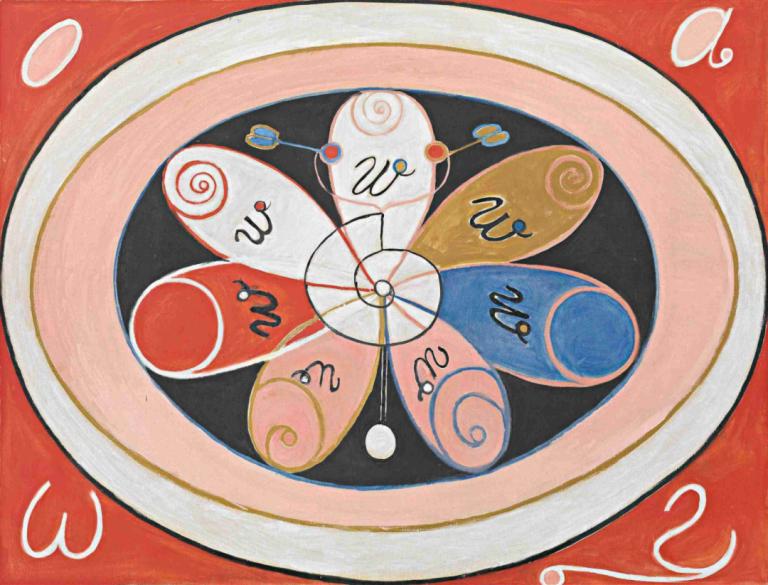 Evolution, No. 15, Group IV, The Seven-pointed Stars,进化》第 15 期，第四组，七芒星,Hilma af Klint,希尔玛-阿夫-克林特,插画,插画, 没有人类