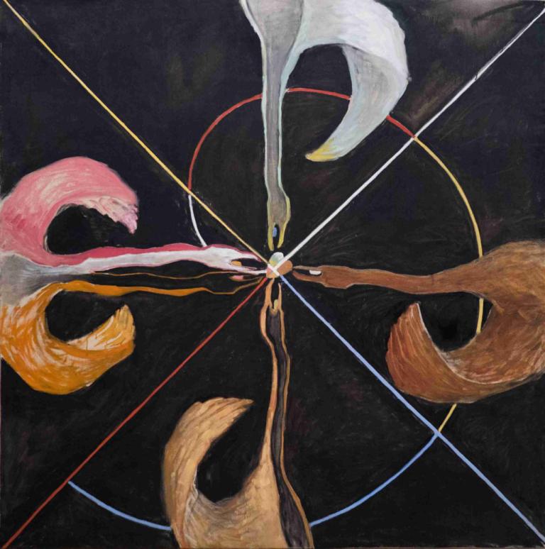 Group IX SUW, The,第IX組SuW、,Hilma af Klint,希爾瑪·拉夫·克林特,插畫,插畫, 傳統媒體, 沒有人類, 黑色背景, 獨奏, 1其他, 繪畫（中）