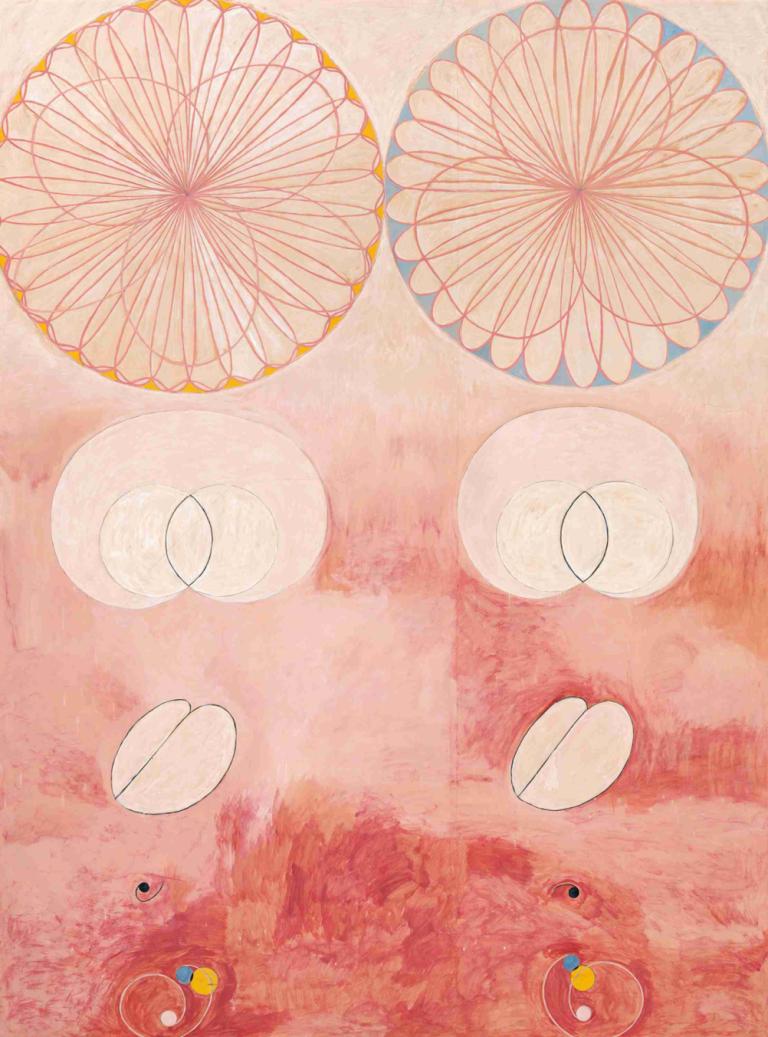 The Ten Largest, No. 9, Old Age,十大，第 9 号，老年,Hilma af Klint,希尔玛-阿夫-克林特,插画,插画, 没有人类, 超现实的, 传统媒体, 绘画（中）, 独奏, 红色主题