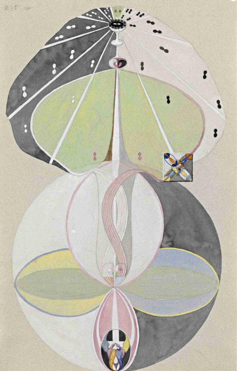 Tree of Knowledge No. 5,Hilma af Klint,Illustration,Illustration, painting (medium), watercolor (medium)