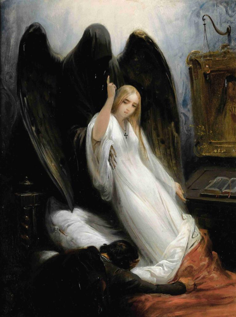 Death And The Maiden,De dood en het meisje,Horace Vernet,Olieverf,Olieverf, blond haar