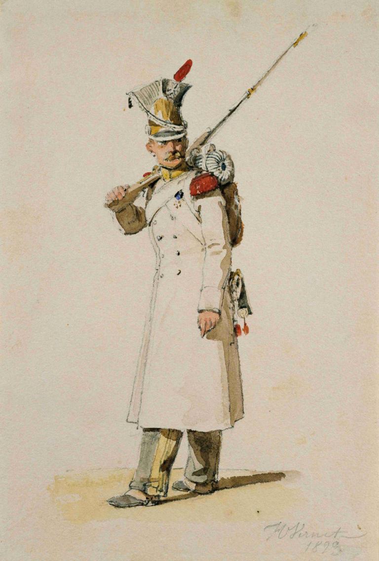 Grenadier of the Vistula Legion,Grenadier van het Legioen van de Wisla,Horace Vernet,Tempera,Tempera, solo