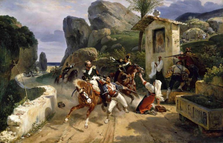 Italian Brigands Surprised By Papal Troops,Italiaanse brigades verrast door pauselijke troepen,Horace Vernet