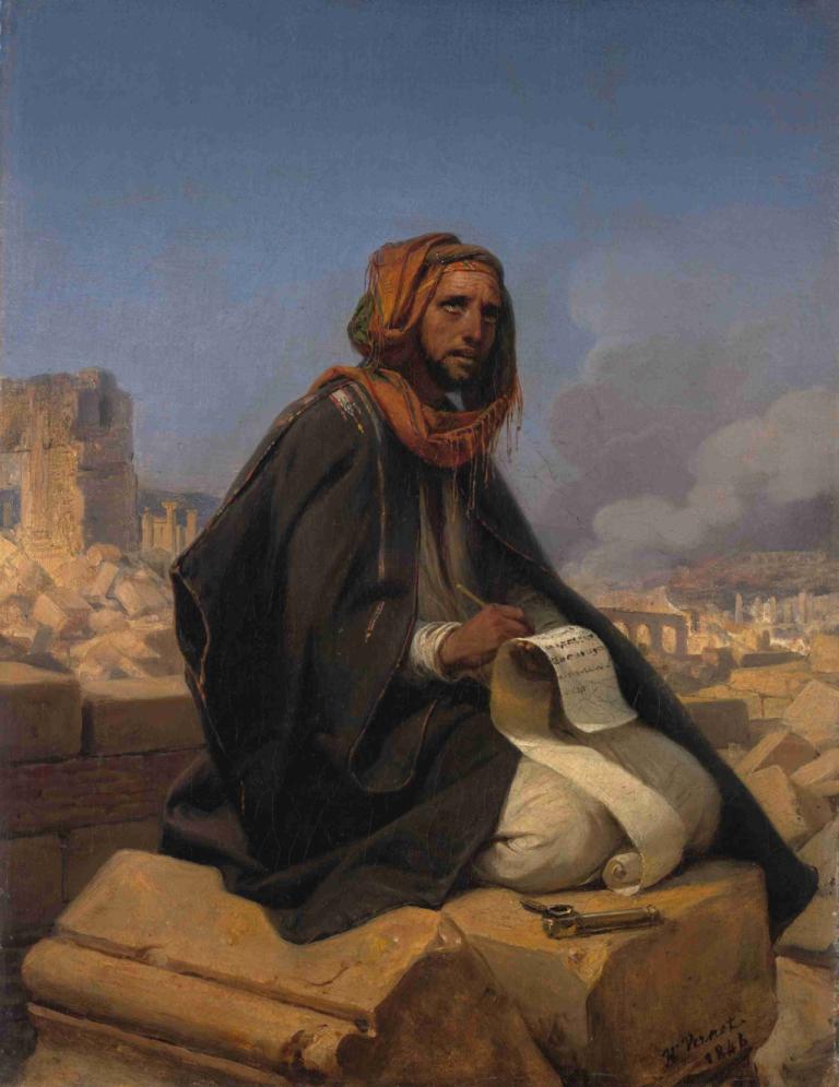 Jeremiah on the ruins of Jerusalem,Jeremia op de ruïnes van Jeruzalem,Horace Vernet,Olieverf,Olieverf