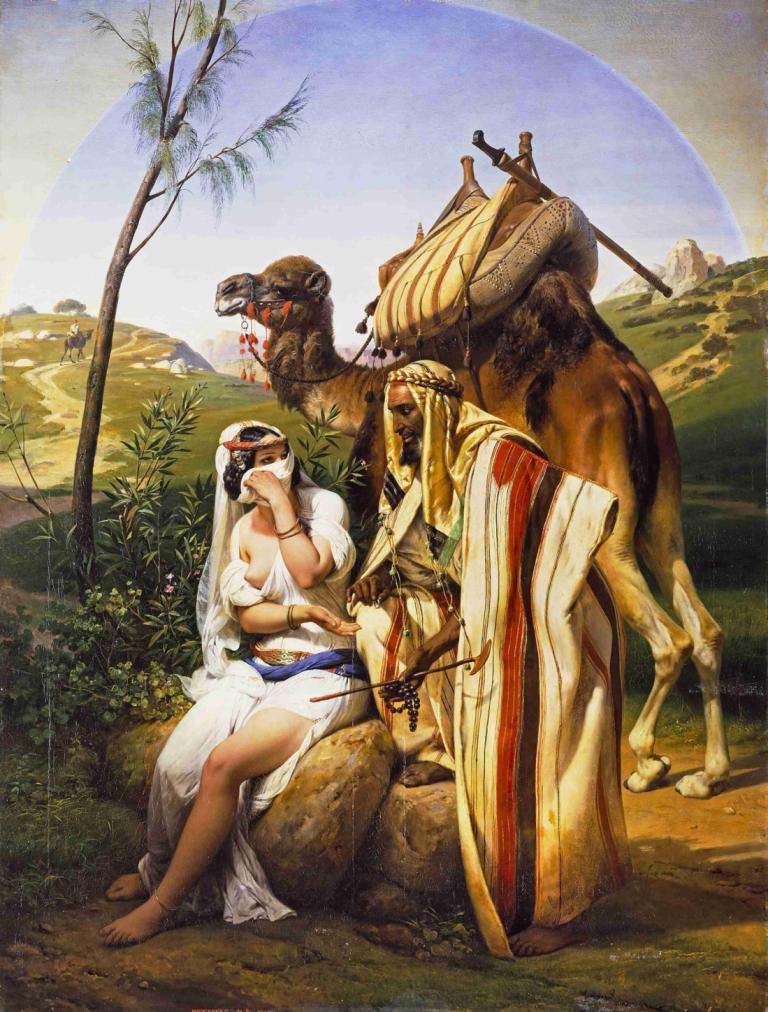 Judah and Tamar,Juda en Tamar,Horace Vernet,Olieverf,Olieverf, parodie op beeldende kunst, 1meisje, juwelen