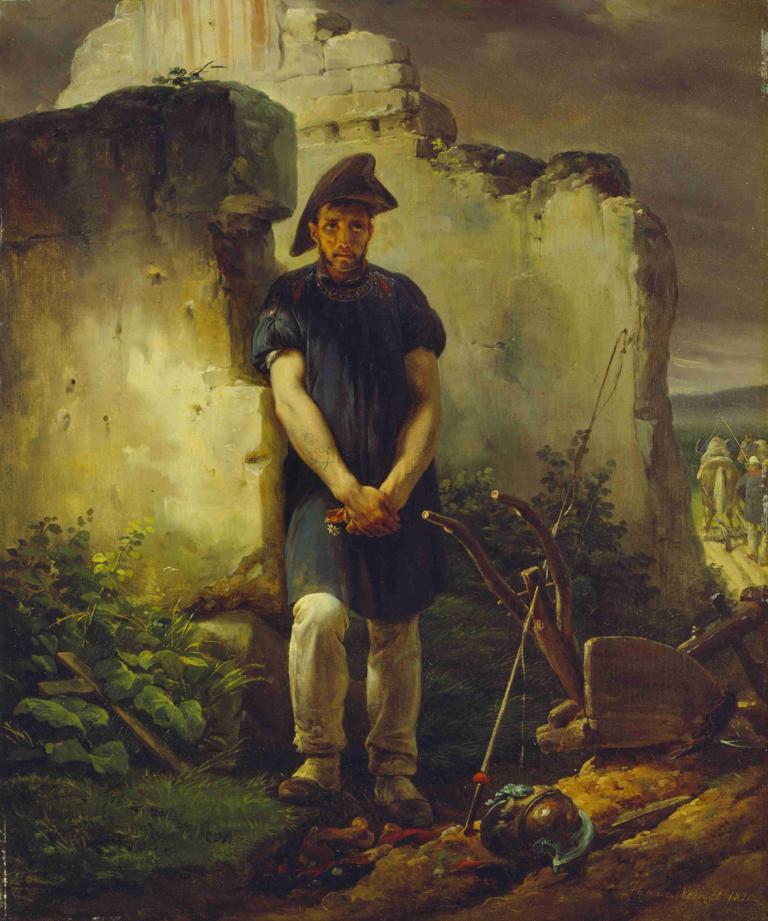 Peace and War,Vrede en oorlog,Horace Vernet,Olieverf,Olieverf, 1 jongen, mannelijke focus, hoed