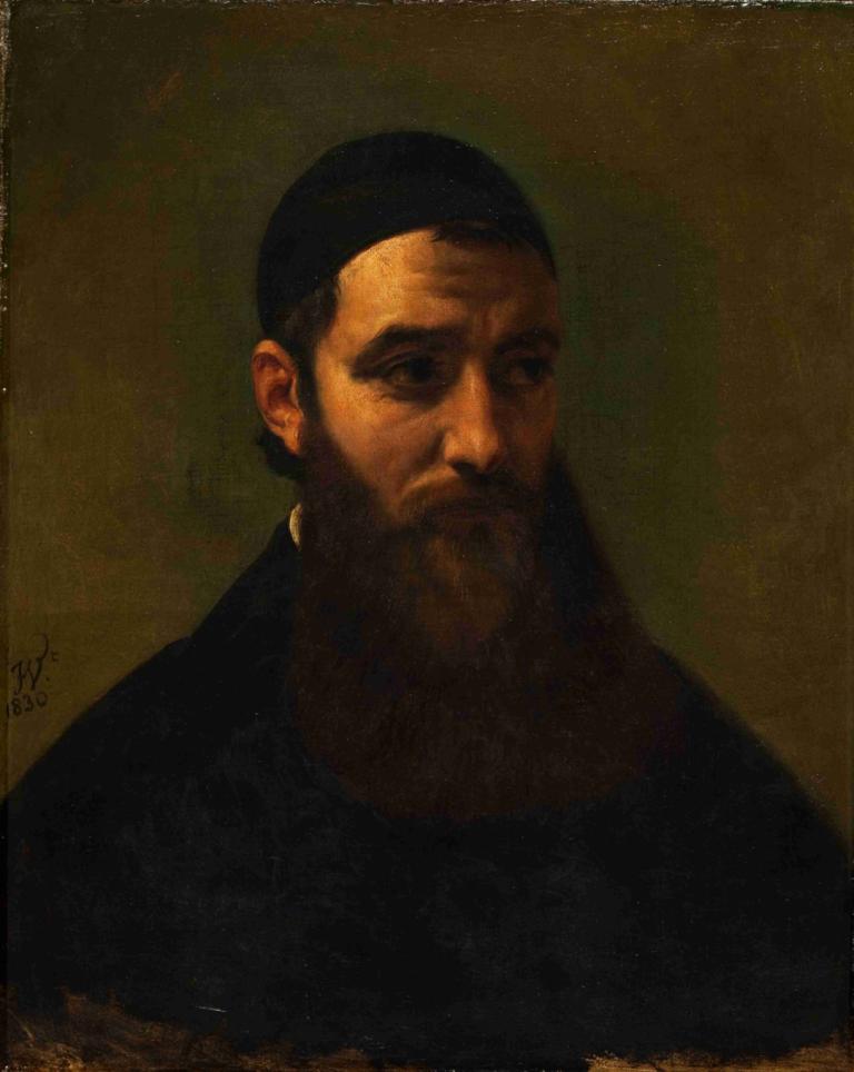 Portrait Of An Armenian Priest,Portret van een Armeense priester,Horace Vernet,Olieverf,Olieverf, solo