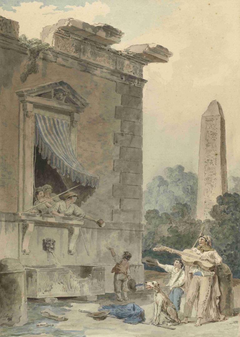 Charitable Ladies,Damas caritativas,Hubert Robert,Pintura al óleo,Pintura al óleo, varios chicos