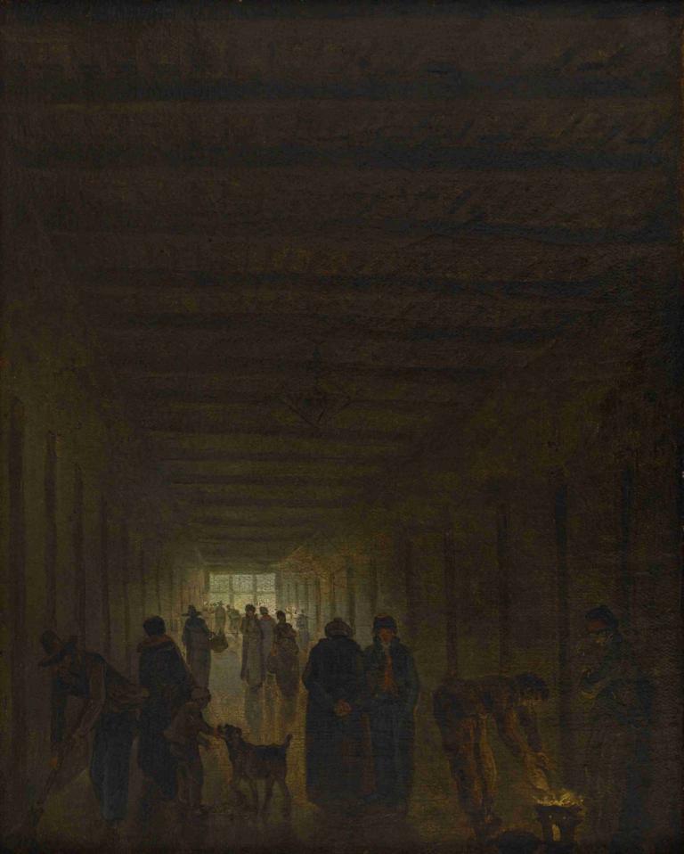 Corridor de la prison Saint-Lazare,Chodba věznice Saint-Lazare,Hubert Robert,Olejomalba,Olejomalba