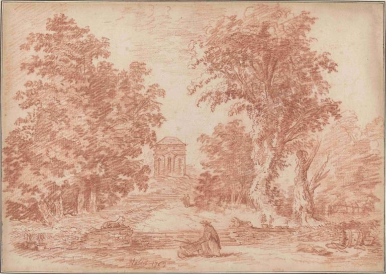 Italian Park with a Tempietto,Italiaans Park met een Tempietto,Hubert Robert,Koperplaatetsing