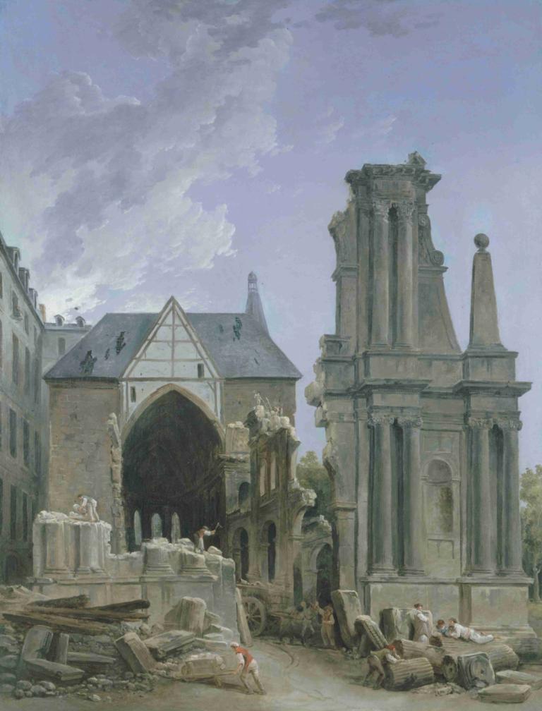 L'Eglise des Feuillants en démolition,Demolición de la iglesia de Les Feuillants,Hubert Robert